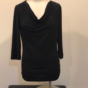 Ellen Tracy Midnight Drape Neck Blouse